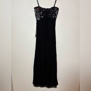 NWT TADASHI COLLECTION EMBELLISH BLACK SILK BALL GOWN Sleeveless Dress Sz 0